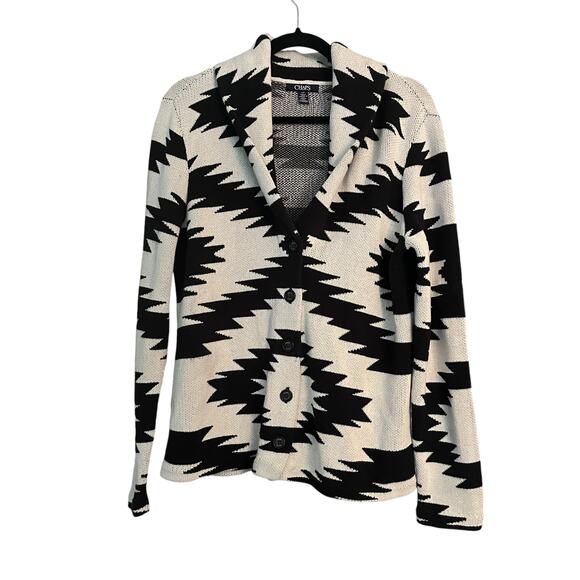 Chaps Sweater Jacket Womans L Southwestern Aztec Ranch Country 100% Cotton - Picture 1 of 11